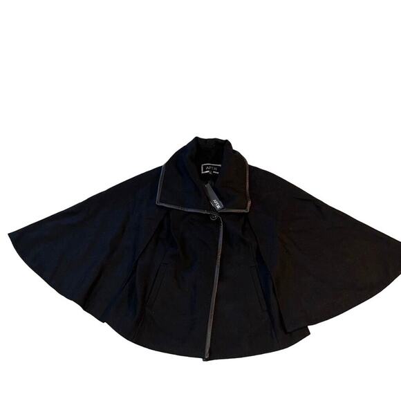Apt 9 Womens Cape Coat Jacket Wool Blend Elegant Classic Outerwear Black Medium - Picture 2 of 15
